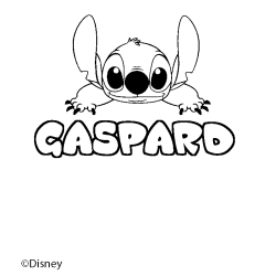 Coloriage pr&eacute;nom GASPARD - d&eacute;cor Stitch
