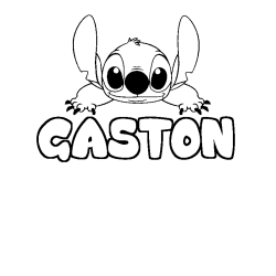 Coloriage prénom GASTON - décor Stitch