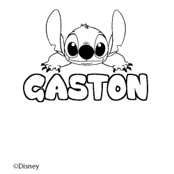 Coloriage pr&eacute;nom GASTON - d&eacute;cor Stitch