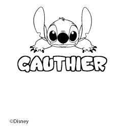 Coloriage pr&eacute;nom GAUTHIER - d&eacute;cor Stitch