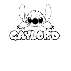 Coloriage prénom GAYLORD - décor Stitch