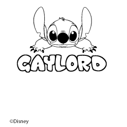 Coloriage pr&eacute;nom GAYLORD - d&eacute;cor Stitch