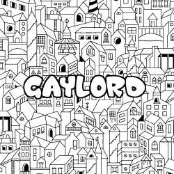 Coloriage prénom GAYLORD - décor Ville