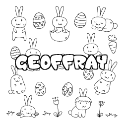 Coloriage pr&eacute;nom GEOFFRAY - d&eacute;cor Paques