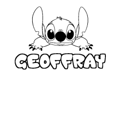 Coloriage prénom GEOFFRAY - décor Stitch