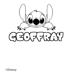 Coloriage pr&eacute;nom GEOFFRAY - d&eacute;cor Stitch