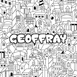 Coloriage pr&eacute;nom GEOFFRAY - d&eacute;cor Ville