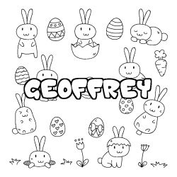 Coloriage pr&eacute;nom GEOFFREY - d&eacute;cor Paques