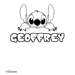 Coloriage pr&eacute;nom GEOFFREY - d&eacute;cor Stitch