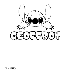 Coloriage pr&eacute;nom GEOFFROY - d&eacute;cor Stitch