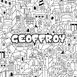 Coloriage prénom GEOFFROY - décor Ville