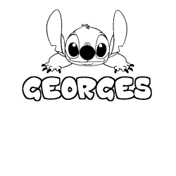 Coloriage prénom GEORGES - décor Stitch