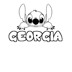 Coloriage prénom GEORGIA - décor Stitch