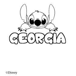 Coloriage pr&eacute;nom GEORGIA - d&eacute;cor Stitch
