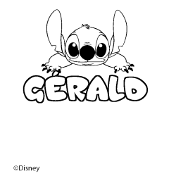 Coloriage pr&eacute;nom G&Eacute;RALD - d&eacute;cor Stitch