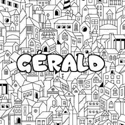Coloriage pr&eacute;nom G&Eacute;RALD - d&eacute;cor Ville