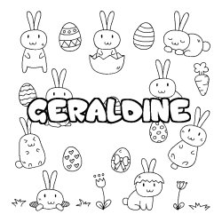 Coloriage pr&eacute;nom GERALDINE - d&eacute;cor Paques