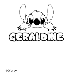 Coloriage pr&eacute;nom GERALDINE - d&eacute;cor Stitch