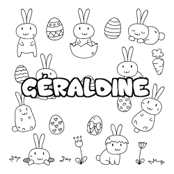 Coloriage pr&eacute;nom G&Eacute;RALDINE - d&eacute;cor Paques