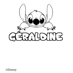 Coloriage pr&eacute;nom G&Eacute;RALDINE - d&eacute;cor Stitch