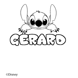 Coloriage pr&eacute;nom G&Eacute;RARD - d&eacute;cor Stitch