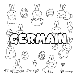 Coloriage pr&eacute;nom GERMAIN - d&eacute;cor Paques