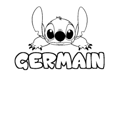 Coloriage prénom GERMAIN - décor Stitch