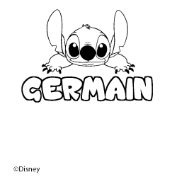Coloriage pr&eacute;nom GERMAIN - d&eacute;cor Stitch
