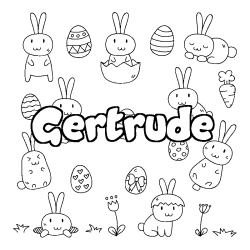 Coloriage pr&eacute;nom Gertrude - d&eacute;cor Paques