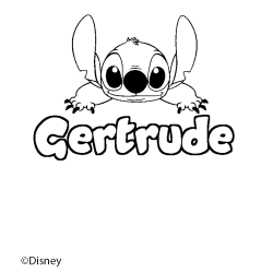 Coloriage pr&eacute;nom Gertrude - d&eacute;cor Stitch