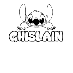 Coloriage prénom GHISLAIN - décor Stitch