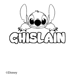 Coloriage pr&eacute;nom GHISLAIN - d&eacute;cor Stitch