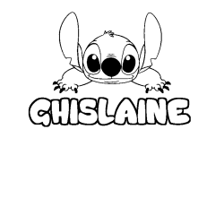 Coloriage prénom GHISLAINE - décor Stitch