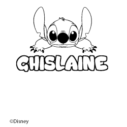 Coloriage pr&eacute;nom GHISLAINE - d&eacute;cor Stitch