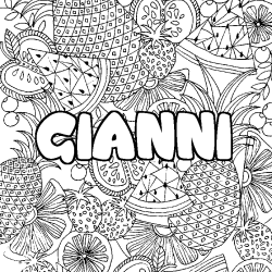 Coloriage pr&eacute;nom GIANNI - d&eacute;cor Mandala fruits