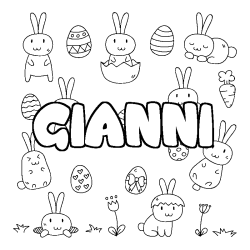 Coloriage pr&eacute;nom GIANNI - d&eacute;cor Paques