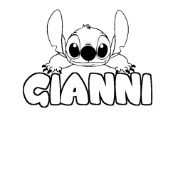 Coloriage prénom GIANNI - décor Stitch