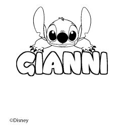 Coloriage pr&eacute;nom GIANNI - d&eacute;cor Stitch