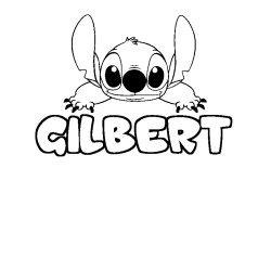 Coloriage prénom GILBERT - décor Stitch