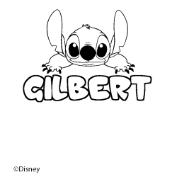Coloriage pr&eacute;nom GILBERT - d&eacute;cor Stitch