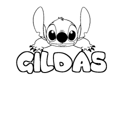 Coloriage prénom GILDAS - décor Stitch