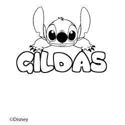 Coloriage pr&eacute;nom GILDAS - d&eacute;cor Stitch
