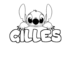 Coloriage prénom GILLES - décor Stitch