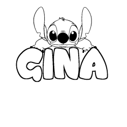 Coloriage prénom GINA - décor Stitch