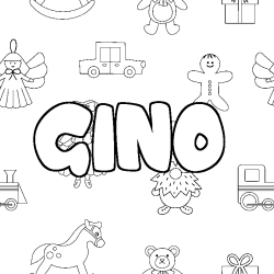 Coloriage prénom GINO - décor Jouets