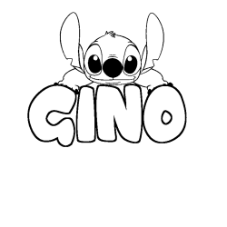 Coloriage prénom GINO - décor Stitch