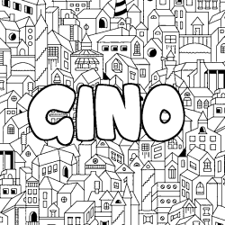 Coloriage prénom GINO - décor Ville