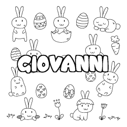 Coloriage pr&eacute;nom GIOVANNI - d&eacute;cor Paques