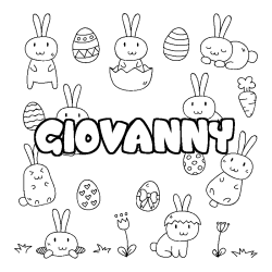 Coloriage pr&eacute;nom GIOVANNY - d&eacute;cor Paques