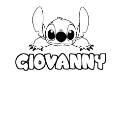Coloriage prénom GIOVANNY - décor Stitch